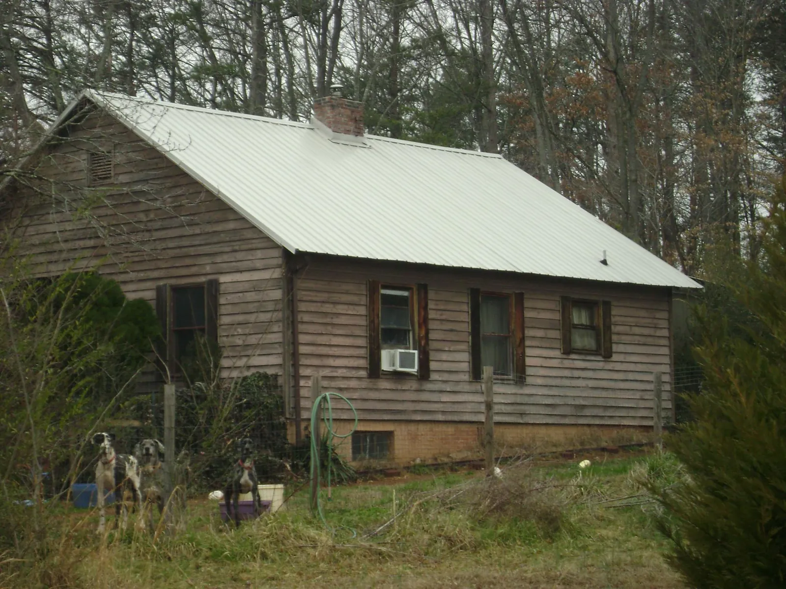 White metal roof on an old wood sided farmhouse, from a Asphalt Shingle Roof Repair job in New Bedford